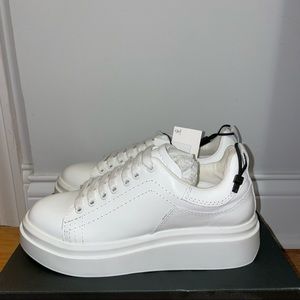 Zara platform white leather sneakers